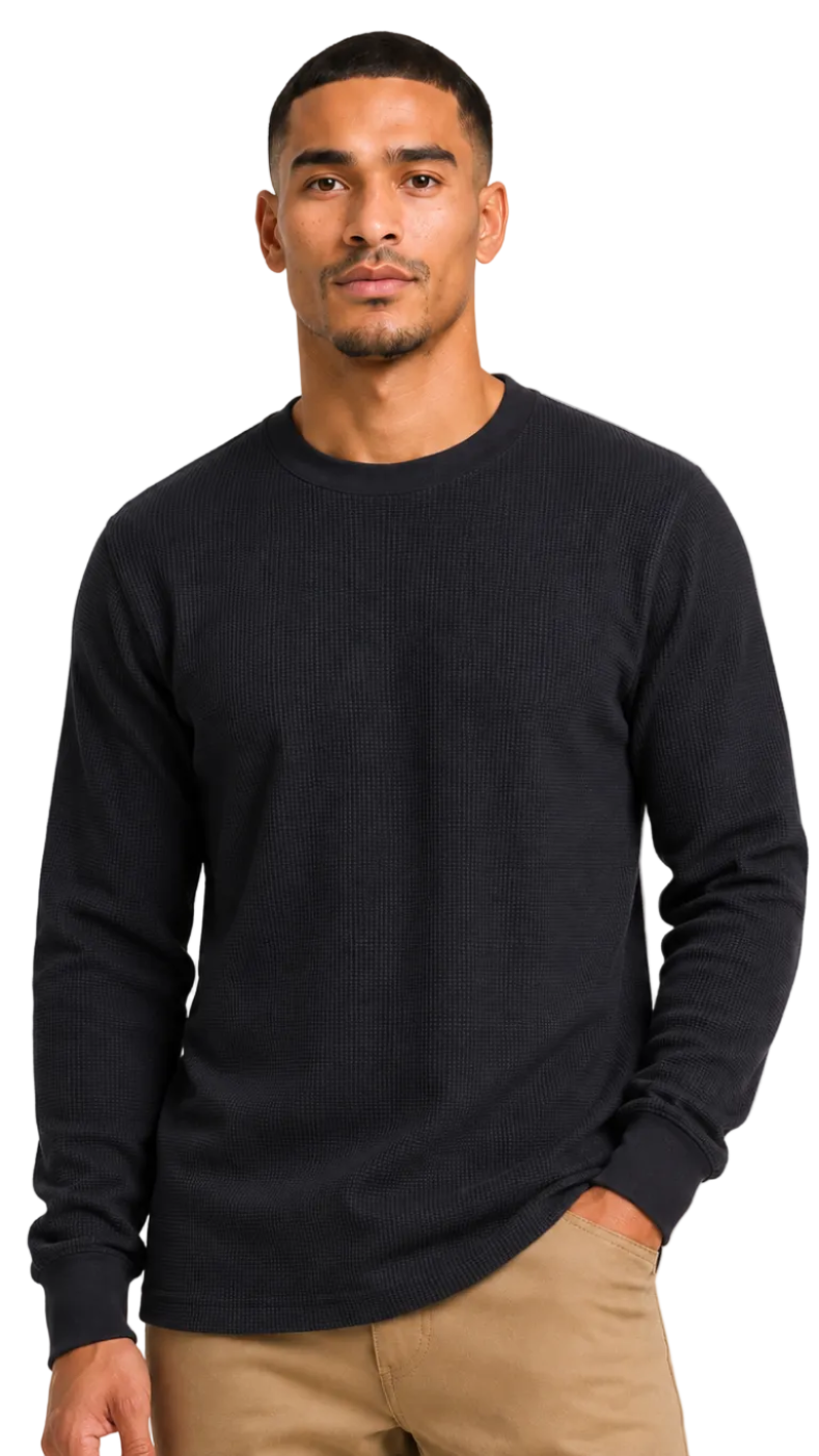 Man wearing a Dark Gray sweater against a plain background