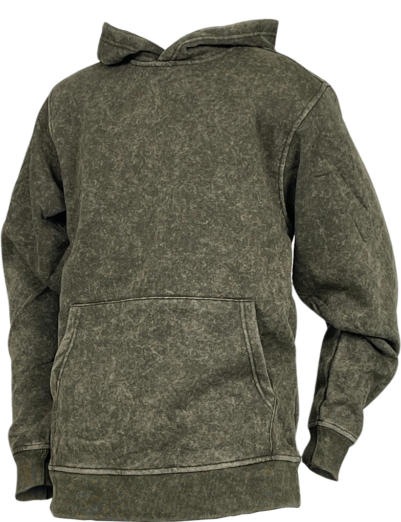 BTF24016- Men's Acid Wash Pullover Fleece Hoody
