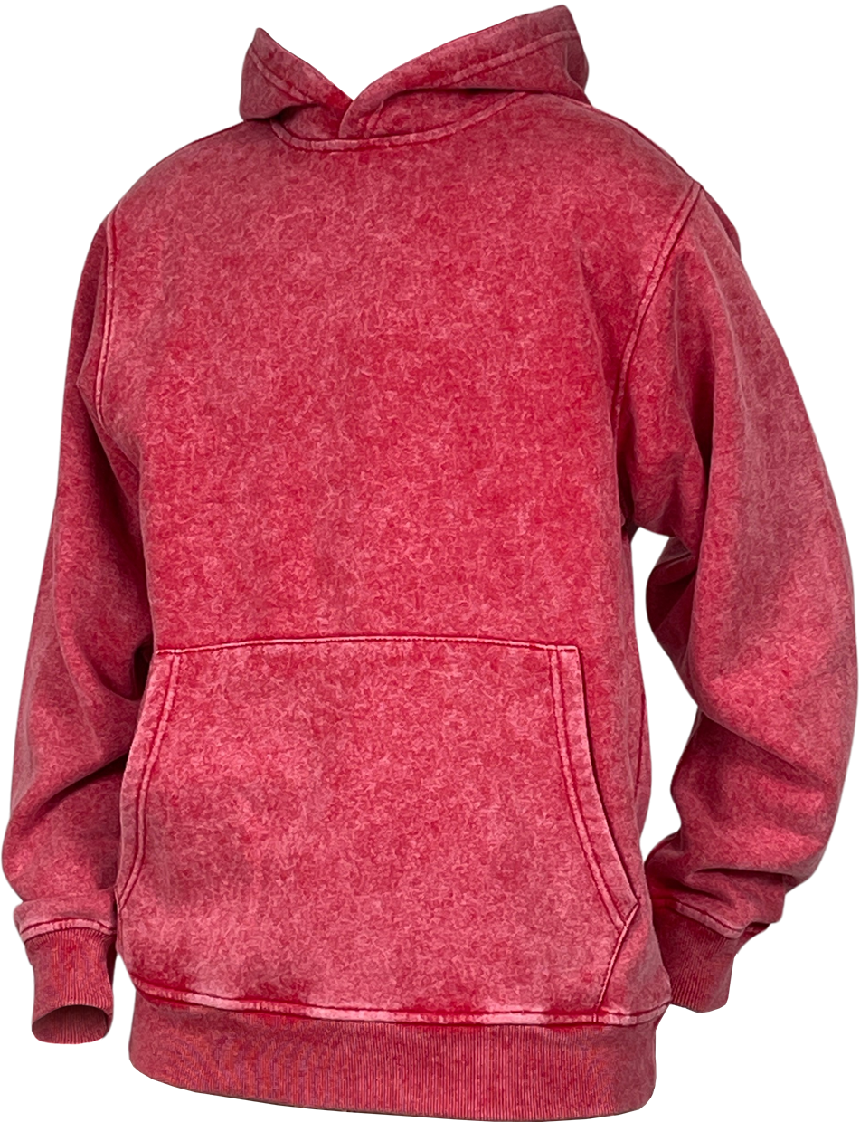 BTF24016- Men's Acid Wash Pullover Fleece Hoody