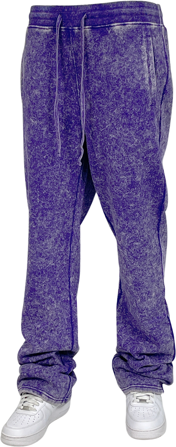 BTF24018- Men's Acid Wash Stack Fleece Pants