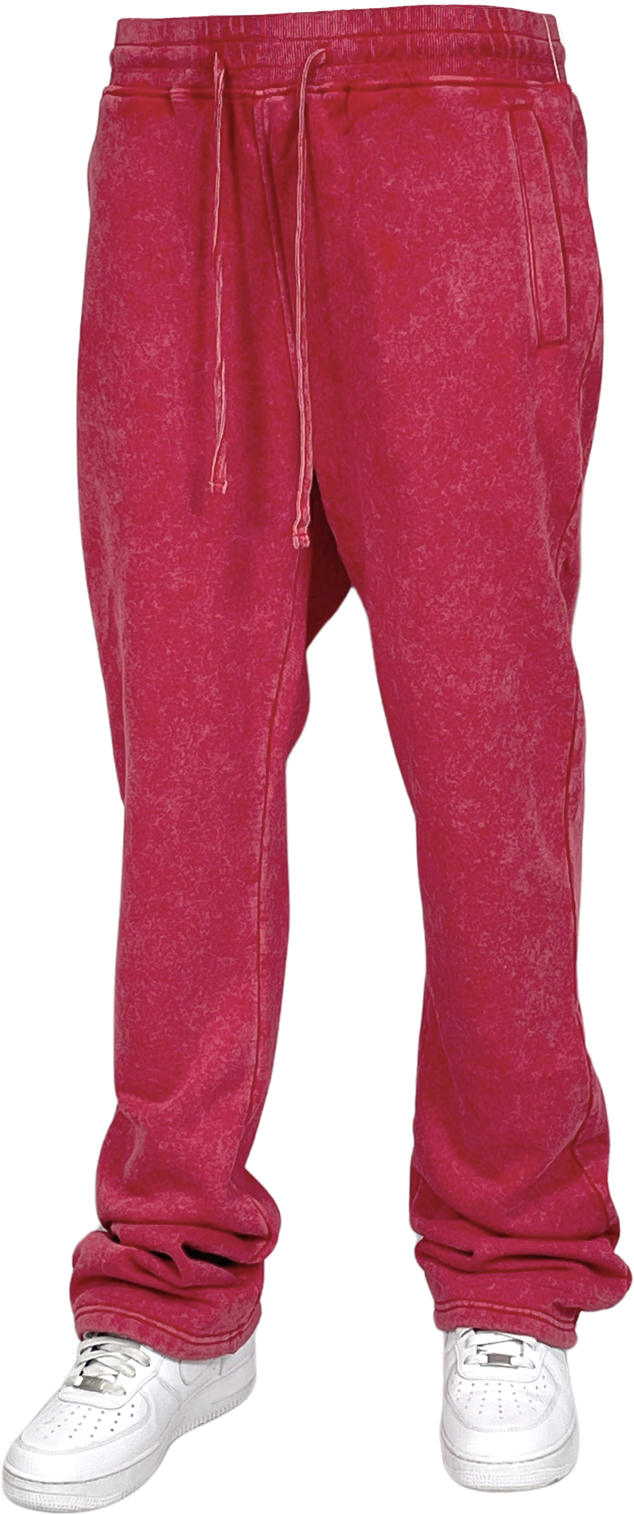 BTF24018- Men's Acid Wash Stack Fleece Pants