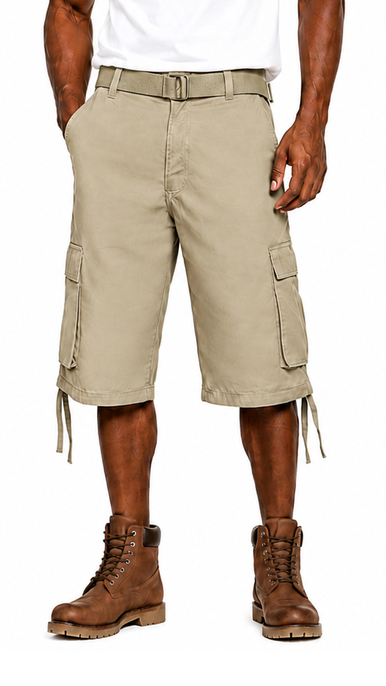 AS1505X Big & Tall-AS1505-Access Men’s Solid Color Cargo Shorts, Durable 6-Pocket Work or Casual Shorts with Removable Belt & Adjustable Drawstring