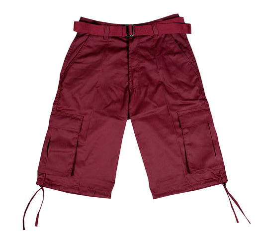 AS1505-Men's Solid Color Cargo Shorts with Belt