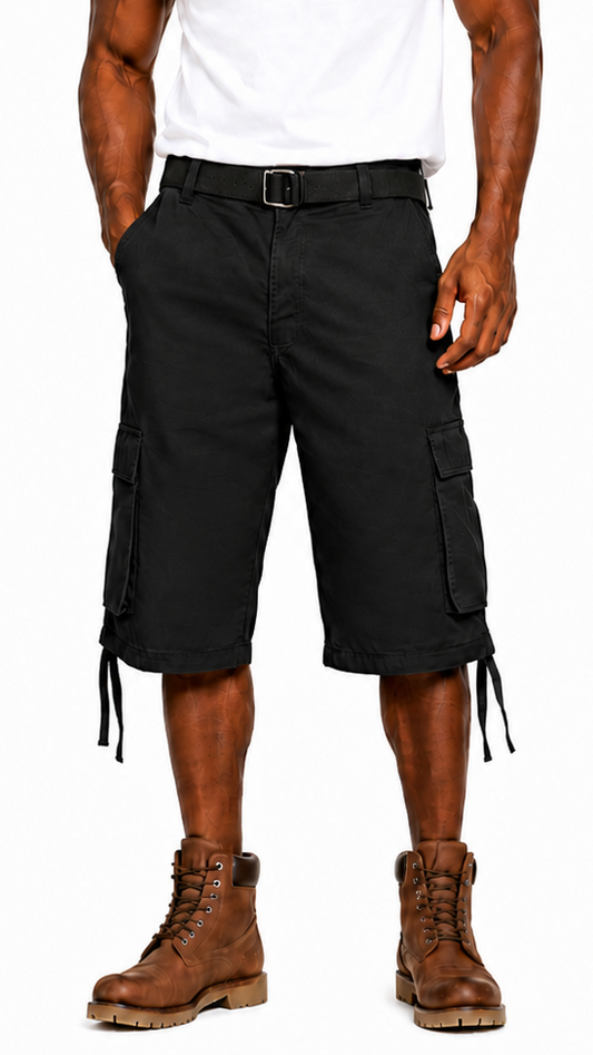 AS1505X Big & Tall-AS1505-Access Men’s Solid Color Cargo Shorts, Durable 6-Pocket Work or Casual Shorts with Removable Belt & Adjustable Drawstring