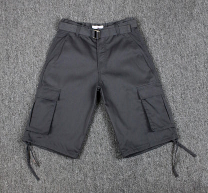 AS1505-Men's Solid Color Cargo Shorts with Belt
