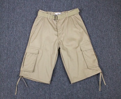 AS1505-Men's Solid Color Cargo Shorts with Belt