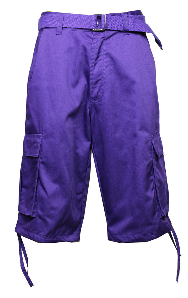 AS1505-Men's Solid Color Cargo Shorts with Belt