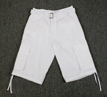 AS1505-Men's Solid Color Cargo Shorts with Belt