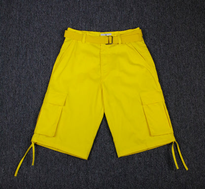 AS1505-Men's Solid Color Cargo Shorts with Belt