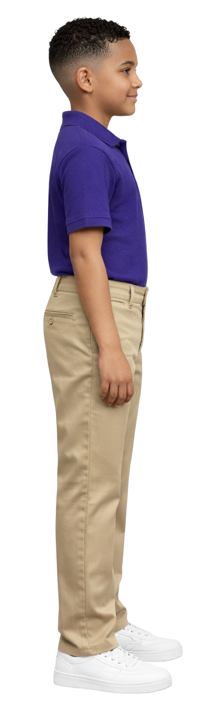 ASU002-Boy's School Uniform Flat Front Pants