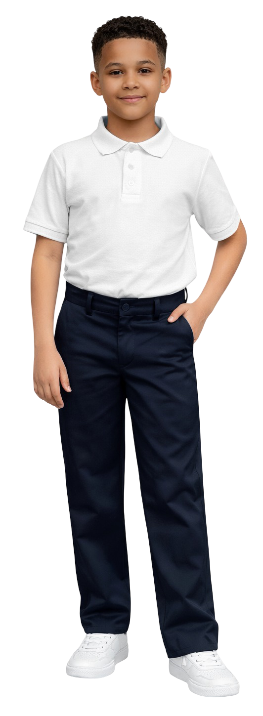 ASU002-Boy's School Uniform Flat Front Pants