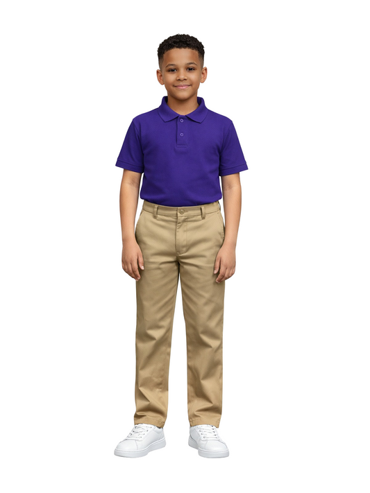 ASU002-Boy's School Uniform Flat Front Pants