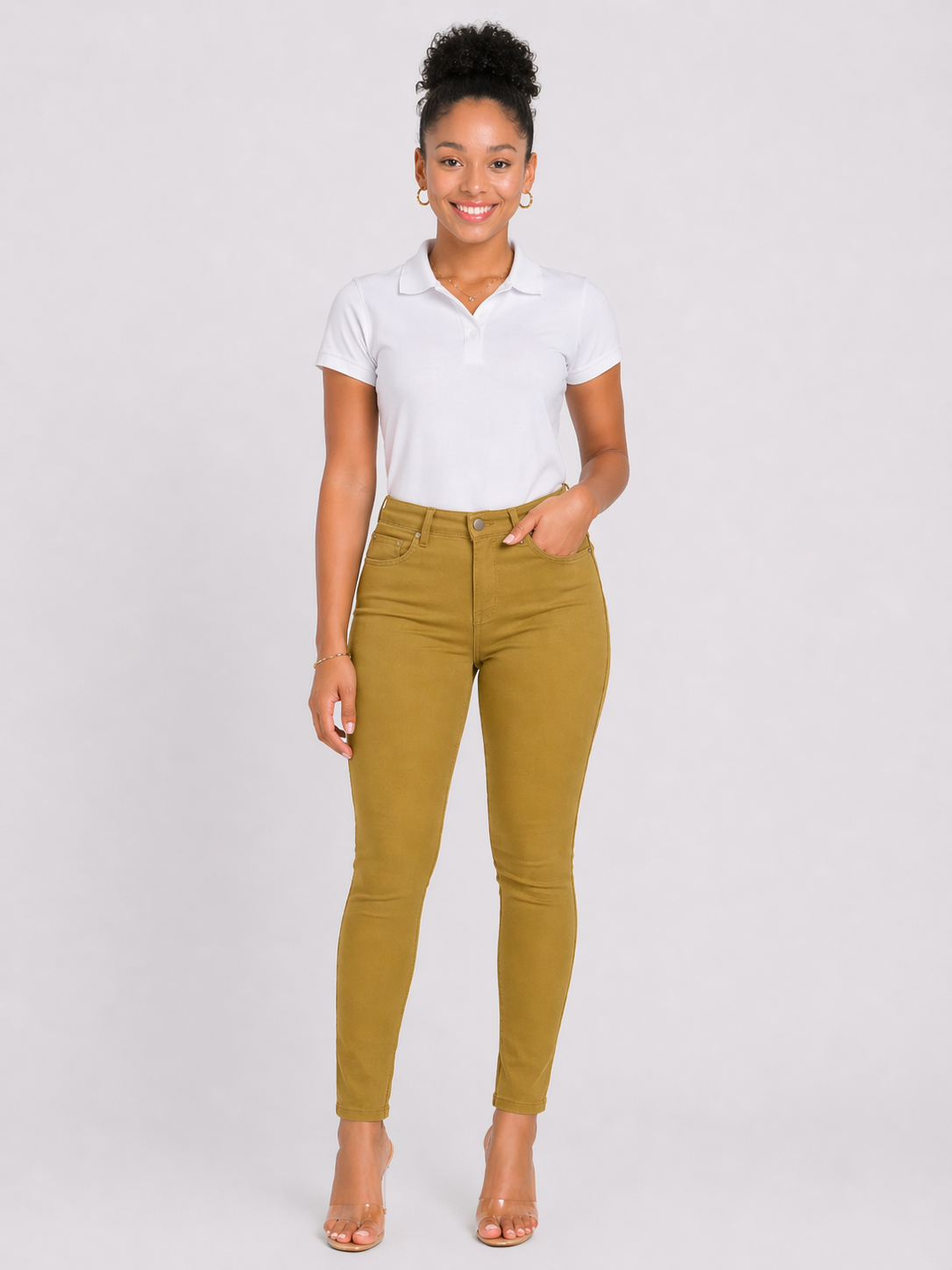 ASU017-Access Women’s Skinny Uniform Pants, Stretch Cotton 5-Pocket Work Slacks for Women, Comfortable Slim Fit Everyday Dress Pants