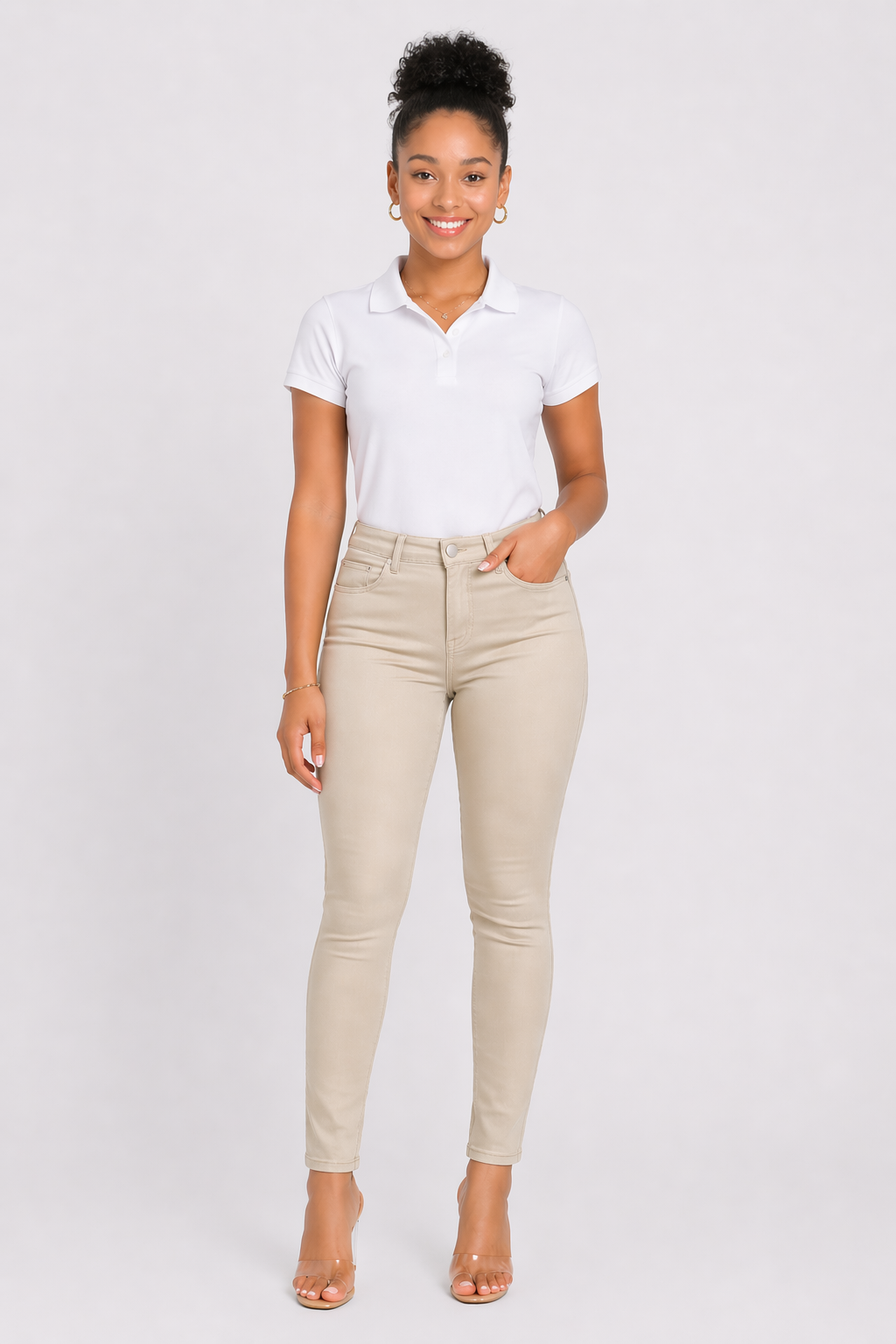 ASU017-Access Women’s Skinny Uniform Pants, Stretch Cotton 5-Pocket Work Slacks for Women, Comfortable Slim Fit Everyday Dress Pants