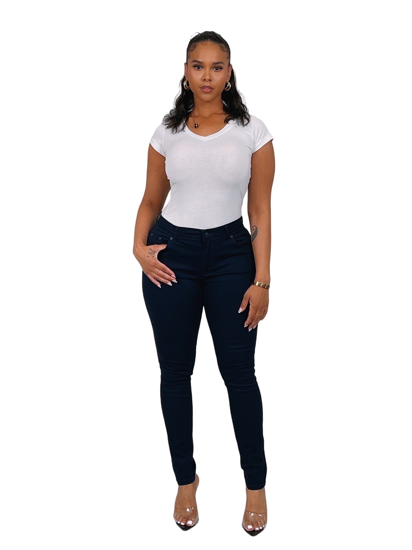 ASU017X-Access Junior's Uniform Skinny Pants(Plus Size)