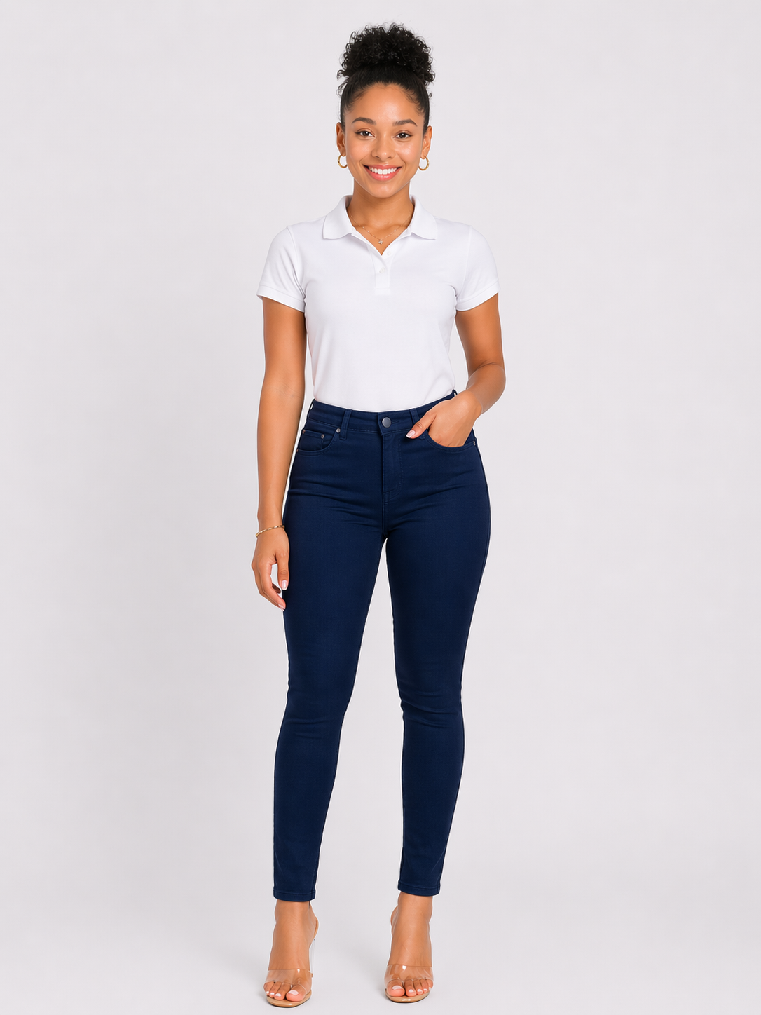 ASU017-Access Women’s Skinny Uniform Pants, Stretch Cotton 5-Pocket Work Slacks for Women, Comfortable Slim Fit Everyday Dress Pants