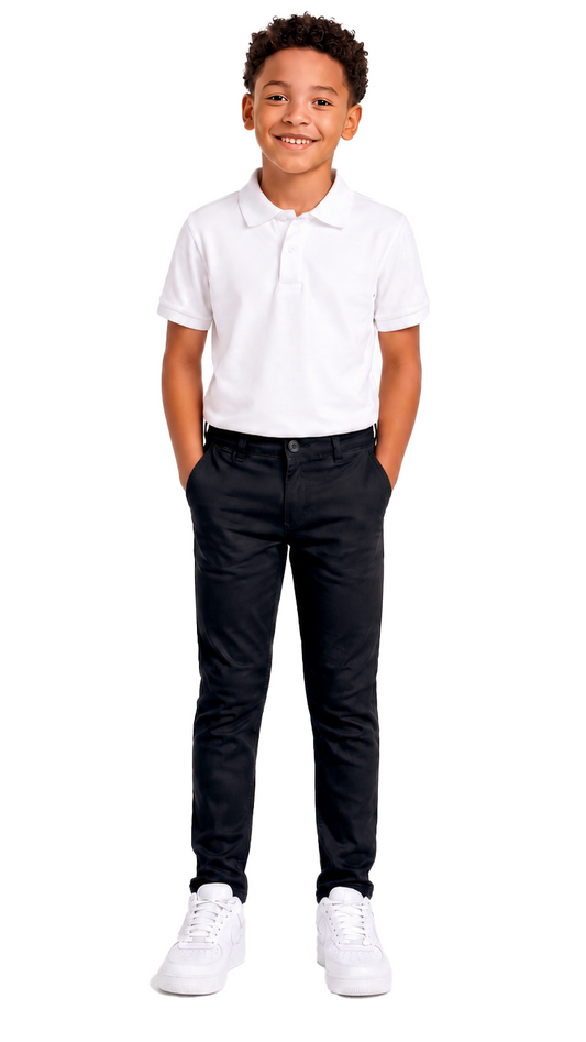 ASU025-Access Boys’ School Uniform Pants, Stretch Flat-Front Slim Fit Dress Pants for Kids, Machine Washable Everyday Schoolwear