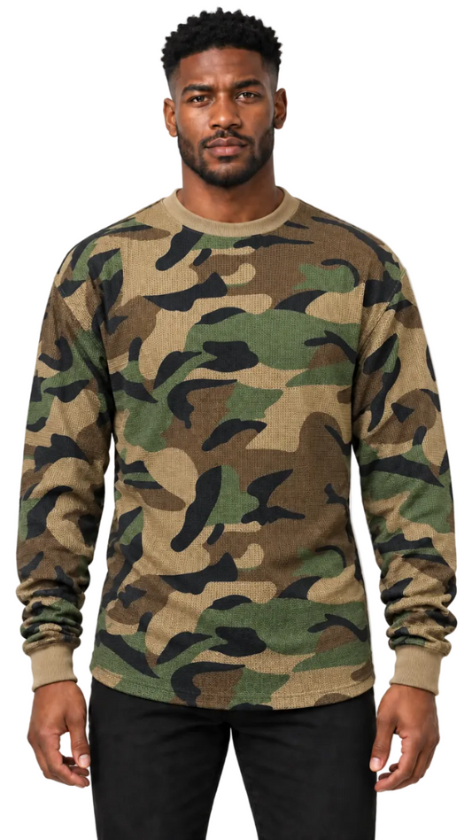 AT11 Camo-Access Men's Heavyweight Camo Long Sleeve Crew Neck Thermal