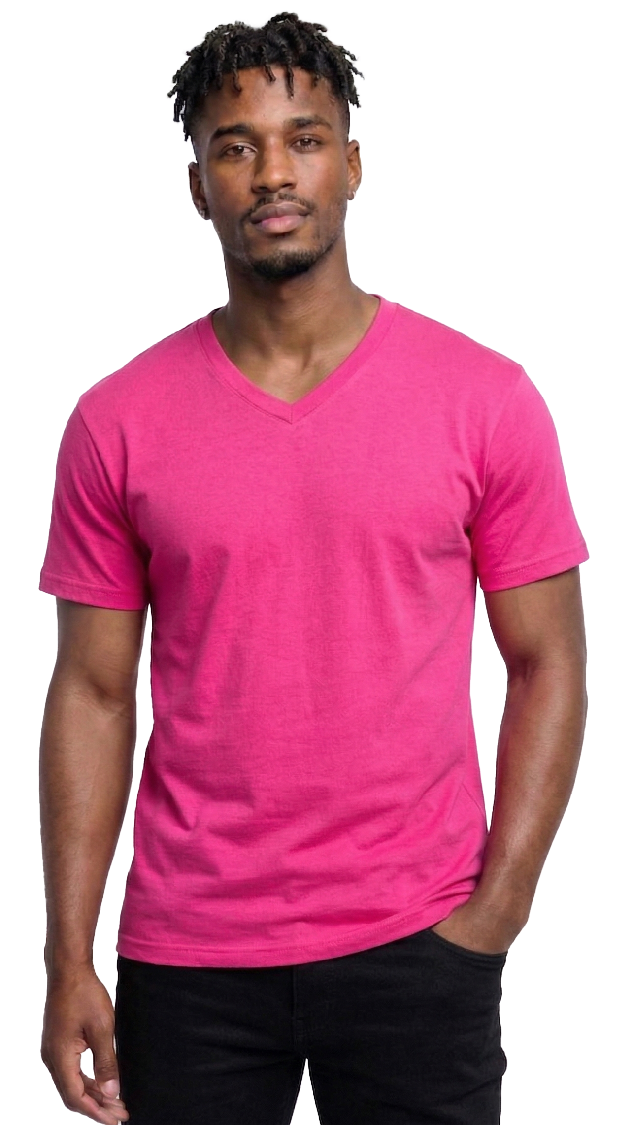 AT37-Access Men's V Neck T Shirts, Comfortable, and Stylish Heavyweight Short Sleeve Cotton V Neck T Shirts for Men, 3-Pack