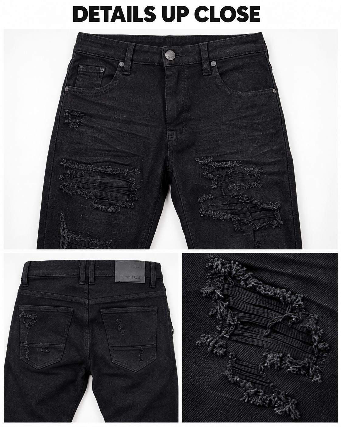 BTP24035- Men's Rip & Repair Slim Fit Denim Pants